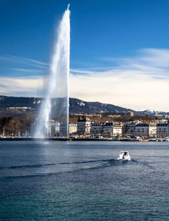 Photo du jet d'eau de Genève en Suisse.
